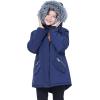 imageWULFUL Girls Winter Parka Coat Long Waterproof Warm Fleece Puffer JacketNavy