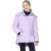 imageWULFUL Girls Winter Parka Coat Long Waterproof Warm Fleece Puffer JacketPurple