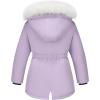 imageWULFUL Girls Winter Parka Coat Long Waterproof Warm Fleece Puffer JacketPurple