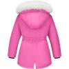 imageWULFUL Girls Winter Parka Coat Long Waterproof Warm Fleece Puffer JacketRose Red