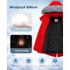 imageWULFUL Girls Winter Parka Coat Long Waterproof Warm Fleece Puffer JacketWine Red