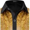 imageWULFUL Kids Boys Disco Shirt Sequins Button Down Shirts 70s Party CostumeGold