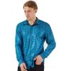 imageWULFUL Men Dress Shirt Sequins Long Sleeve Button Down Shirt Luxury Disco Party Nightclub Christmas Prom CostumeBlue 0175