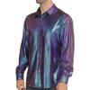 imageWULFUL Men Dress Shirt Sequins Long Sleeve Button Down Shirt Luxury Disco Party Nightclub Christmas Prom CostumeBlue 02