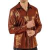 imageWULFUL Men Dress Shirt Sequins Long Sleeve Button Down Shirt Luxury Disco Party Nightclub Christmas Prom CostumeBrown0157