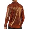 imageWULFUL Men Dress Shirt Sequins Long Sleeve Button Down Shirt Luxury Disco Party Nightclub Christmas Prom CostumeBrown0157