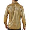 imageWULFUL Men Dress Shirt Sequins Long Sleeve Button Down Shirt Luxury Disco Party Nightclub Christmas Prom CostumeGold0155
