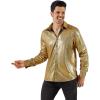 imageWULFUL Men Dress Shirt Sequins Long Sleeve Button Down Shirt Luxury Disco Party Nightclub Christmas Prom CostumeGold0155