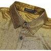imageWULFUL Men Dress Shirt Sequins Long Sleeve Button Down Shirt Luxury Disco Party Nightclub Christmas Prom CostumeGold0155