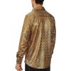imageWULFUL Men Dress Shirt Sequins Long Sleeve Button Down Shirt Luxury Disco Party Nightclub Christmas Prom CostumeGold033