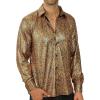 imageWULFUL Men Dress Shirt Sequins Long Sleeve Button Down Shirt Luxury Disco Party Nightclub Christmas Prom CostumeGold033
