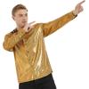 imageWULFUL Men Dress Shirt Sequins Long Sleeve Button Down Shirt Luxury Disco Party Nightclub Christmas Prom CostumeGold036