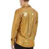 imageWULFUL Men Dress Shirt Sequins Long Sleeve Button Down Shirt Luxury Disco Party Nightclub Christmas Prom CostumeGold036