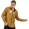 imageWULFUL Men Dress Shirt Sequins Long Sleeve Button Down Shirt Luxury Disco Party Nightclub Christmas Prom CostumeGold036