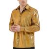 imageWULFUL Men Dress Shirt Sequins Long Sleeve Button Down Shirt Luxury Disco Party Nightclub Christmas Prom CostumeGold036