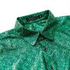 imageWULFUL Men Dress Shirt Sequins Long Sleeve Button Down Shirt Luxury Disco Party Nightclub Christmas Prom CostumeGreen