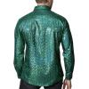imageWULFUL Men Dress Shirt Sequins Long Sleeve Button Down Shirt Luxury Disco Party Nightclub Christmas Prom CostumeGreen