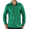 imageWULFUL Men Dress Shirt Sequins Long Sleeve Button Down Shirt Luxury Disco Party Nightclub Christmas Prom CostumeGreen0154