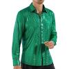 imageWULFUL Men Dress Shirt Sequins Long Sleeve Button Down Shirt Luxury Disco Party Nightclub Christmas Prom CostumeGreen0154