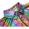 imageWULFUL Men Dress Shirt Sequins Long Sleeve Button Down Shirt Luxury Disco Party Nightclub Christmas Prom CostumeMulticolor01