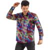 imageWULFUL Men Dress Shirt Sequins Long Sleeve Button Down Shirt Luxury Disco Party Nightclub Christmas Prom CostumeMulticolor023