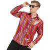 imageWULFUL Men Dress Shirt Sequins Long Sleeve Button Down Shirt Luxury Disco Party Nightclub Christmas Prom CostumeMulticolor035