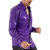 imageWULFUL Men Dress Shirt Sequins Long Sleeve Button Down Shirt Luxury Disco Party Nightclub Christmas Prom CostumePurple033
