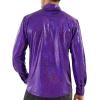 imageWULFUL Men Dress Shirt Sequins Long Sleeve Button Down Shirt Luxury Disco Party Nightclub Christmas Prom CostumePurple033