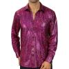 imageWULFUL Men Dress Shirt Sequins Long Sleeve Button Down Shirt Luxury Disco Party Nightclub Christmas Prom CostumeRed033