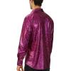 imageWULFUL Men Dress Shirt Sequins Long Sleeve Button Down Shirt Luxury Disco Party Nightclub Christmas Prom CostumeRed033