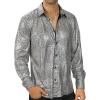 imageWULFUL Men Dress Shirt Sequins Long Sleeve Button Down Shirt Luxury Disco Party Nightclub Christmas Prom CostumeSilver033