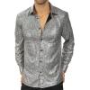 imageWULFUL Men Dress Shirt Sequins Long Sleeve Button Down Shirt Luxury Disco Party Nightclub Christmas Prom CostumeSilver033