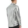 imageWULFUL Men Dress Shirt Sequins Long Sleeve Button Down Shirt Luxury Disco Party Nightclub Christmas Prom CostumeSilver036