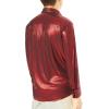 imageWULFUL Men Dress Shirt Sequins Long Sleeve Button Down Shirt Luxury Disco Party Nightclub Christmas Prom CostumeWine Red002
