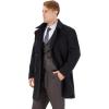imageWULFUL Men Wool Trench Coat Slim Fit Winter CoatBlack0040