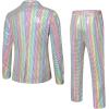 imageWULFUL Mens 2 Piece Disco Outfit 70s Costume Sequin Jacket and Pants Halloween Party Prom Suits with Tie