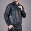 imageWULFUL Mens 70s Disco Costume Party Sequin Metallic Varsity Bomber JacketBlack