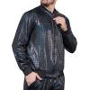 imageWULFUL Mens 70s Disco Costume Party Sequin Metallic Varsity Bomber JacketBlack