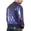 imageWULFUL Mens 70s Disco Costume Party Sequin Metallic Varsity Bomber JacketBlue