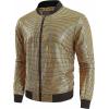 imageWULFUL Mens 70s Disco Costume Party Sequin Metallic Varsity Bomber JacketGold
