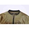 imageWULFUL Mens 70s Disco Costume Party Sequin Metallic Varsity Bomber JacketGold