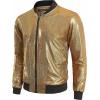 imageWULFUL Mens 70s Disco Costume Party Sequin Metallic Varsity Bomber JacketGold02