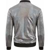 imageWULFUL Mens 70s Disco Costume Party Sequin Metallic Varsity Bomber JacketSilver