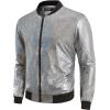 imageWULFUL Mens 70s Disco Costume Party Sequin Metallic Varsity Bomber JacketSilver