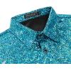 imageWULFUL Mens Disco Shirt Sequins Short Sleeve Button Down Shirts 70s Party Costume Dress ShirtsBlue0150
