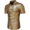 imageWULFUL Mens Disco Shirt Sequins Short Sleeve Button Down Shirts 70s Party Costume Dress ShirtsGold0150