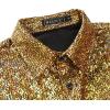 imageWULFUL Mens Disco Shirt Sequins Short Sleeve Button Down Shirts 70s Party Costume Dress ShirtsGold0150