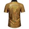 imageWULFUL Mens Disco Shirt Sequins Short Sleeve Button Down Shirts 70s Party Costume Dress ShirtsGold053
