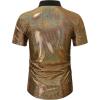 imageWULFUL Mens Disco Shirt Sequins Short Sleeve Button Down Shirts 70s Party Costume Dress ShirtsGold054