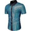 imageWULFUL Mens Disco Shirt Sequins Short Sleeve Button Down Shirts 70s Party Costume Dress ShirtsLake Blue